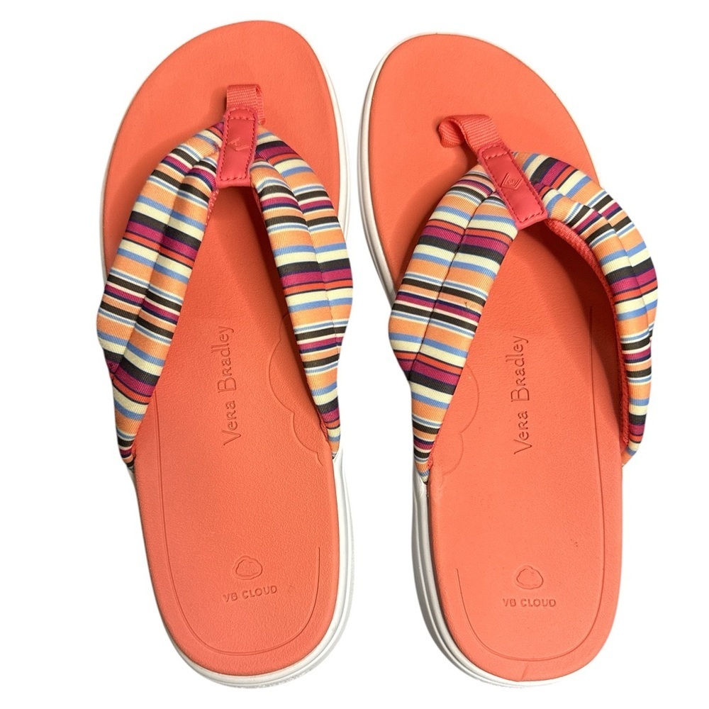 VB Cloud by Vera Bradley Women's Bohemian Multicolor Striped Sandals - Orange